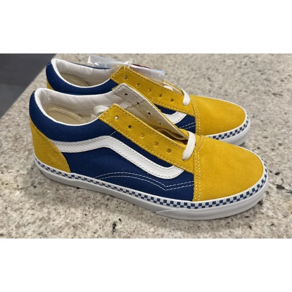 Vans off the wall Kids shoes Sneakers size 3.0 Blue Yellow White 721356‎